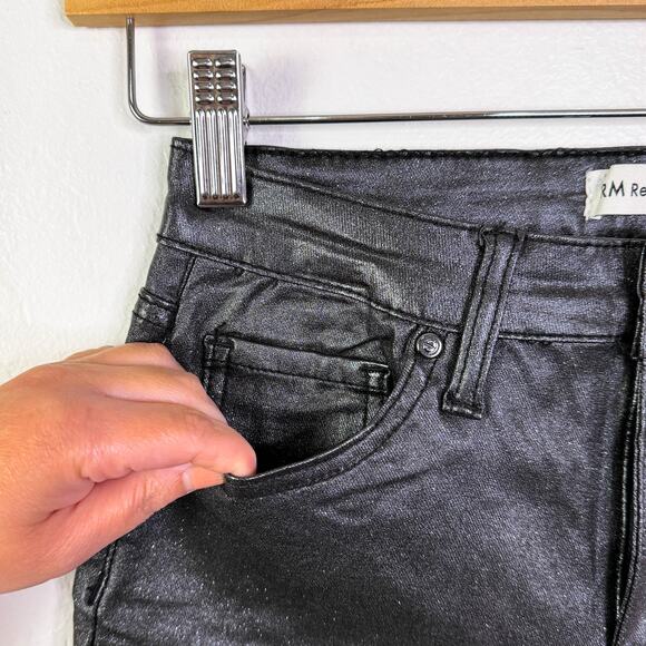 Rebecca Minkoff Glittery Wax Coated Skinny Jeans Black Sparkly Size 2 NWOT - Picture 6 of 11